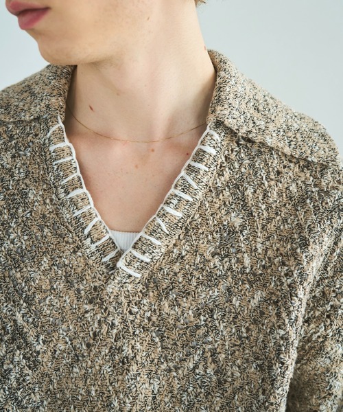 CAMPHOR WOOD(カンファーウッド)の「skipper stitching l/s knit shirt / 透かし網みスキッパーL/Sニットニットシャツ(ニット/セーター・メンズ・ライトブルー/ピンク/サンドベージュ・SMALL/MEDIUM/LARGE)」の19枚目の写真