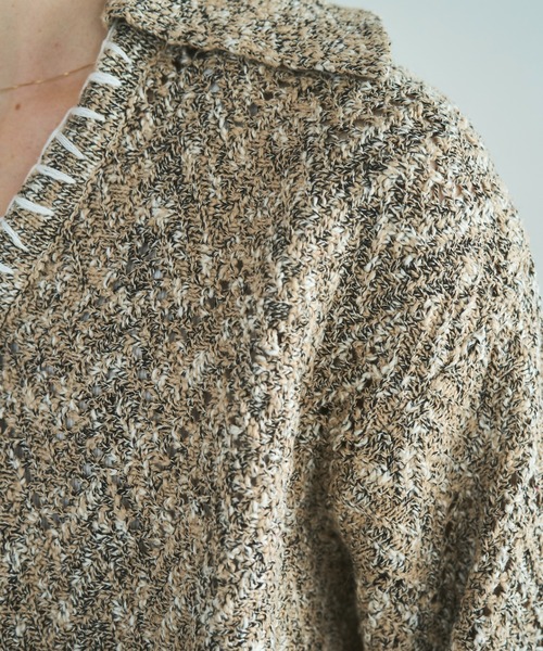 CAMPHOR WOOD(カンファーウッド)の「skipper stitching l/s knit shirt / 透かし網みスキッパーL/Sニットニットシャツ(ニット/セーター・メンズ・ライトブルー/ピンク/サンドベージュ・SMALL/MEDIUM/LARGE)」の21枚目の写真