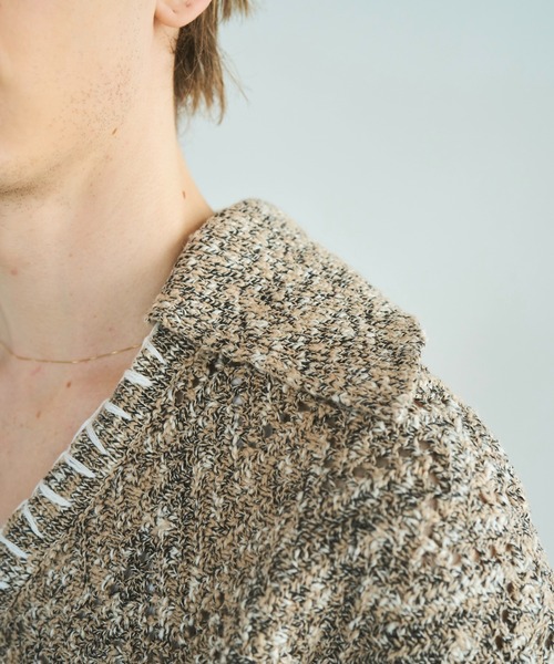 CAMPHOR WOOD(カンファーウッド)の「skipper stitching l/s knit shirt / 透かし網みスキッパーL/Sニットニットシャツ(ニット/セーター・メンズ・ライトブルー/ピンク/サンドベージュ・SMALL/MEDIUM/LARGE)」の22枚目の写真