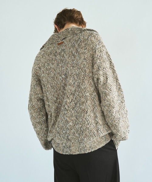 セール】skipper stitching l/s knit shirt / 透かし網みスキッパーL/S