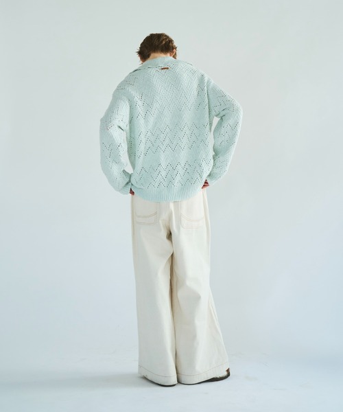 CAMPHOR WOOD(カンファーウッド)の「skipper stitching l/s knit shirt / 透かし網みスキッパーL/Sニットニットシャツ(ニット/セーター・メンズ・ライトブルー/ピンク/サンドベージュ・SMALL/MEDIUM/LARGE)」の11枚目の写真