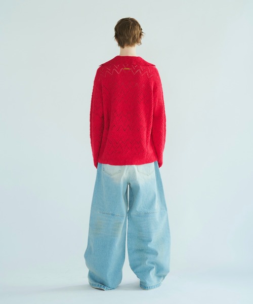 CAMPHOR WOOD(カンファーウッド)の「skipper stitching l/s knit shirt / 透かし網みスキッパーL/Sニットニットシャツ(ニット/セーター・メンズ・ライトブルー/ピンク/サンドベージュ・SMALL/MEDIUM/LARGE)」の14枚目の写真