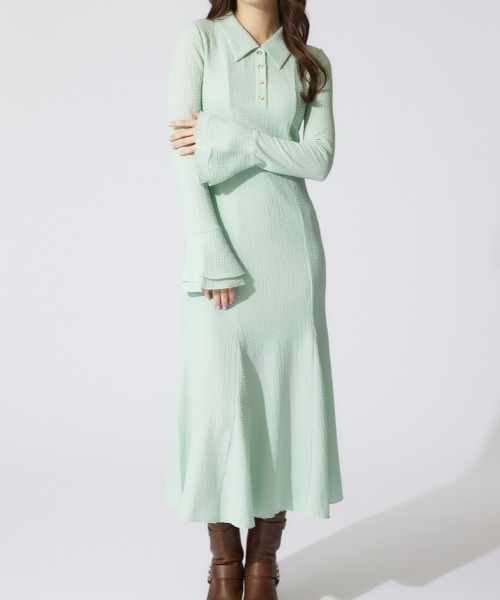 ハンドメイド作家さま☆リネン はなれ衿のサラワンピース