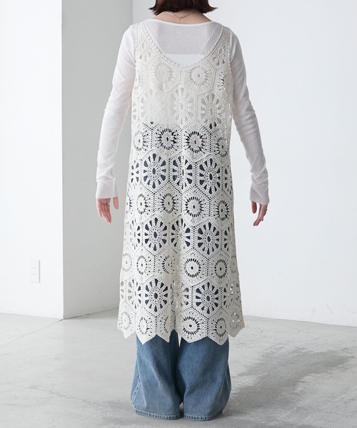 45R45rpm 和紙かぎ針フラワーのキャミ セール】かぎ針フラワーモチーフ