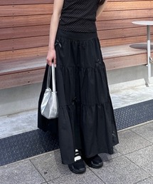 プチリボンフリルロングスカート