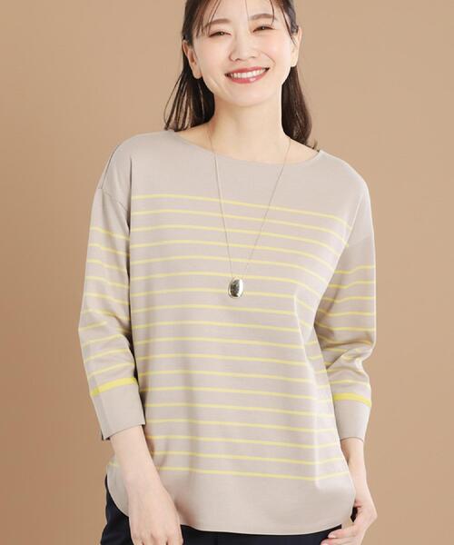 Reflect(リフレクト)の「【洗える】パネルボーダープルオーバー(Tシャツ/カットソー・レディース・イエロー系その他4/ブラック系2/グリーン系3・09/11)」の1枚目の写真