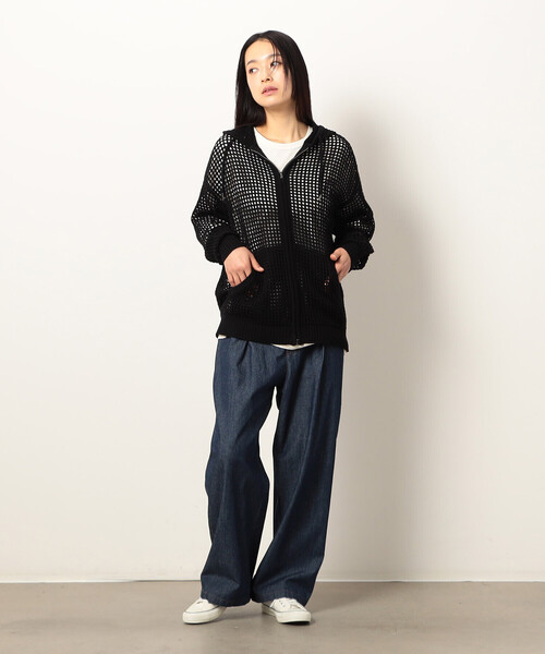Purple&Yellow(パープルアンドイエロー)の「メッシュニットジップパーカ(パーカー・メンズ・ブラック/キナリ・SMALL/LARGE/MEDIUM)」の6枚目の写真