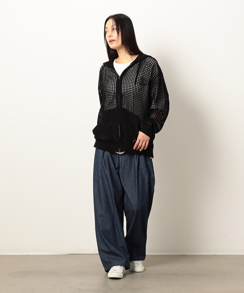 Purple&Yellow(パープルアンドイエロー)の「メッシュニットジップパーカ(パーカー・メンズ・ブラック/キナリ・SMALL/LARGE/MEDIUM)」の7枚目の写真