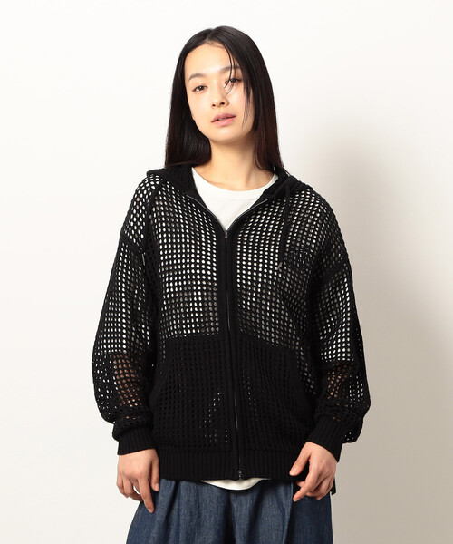 Purple&Yellow(パープルアンドイエロー)の「メッシュニットジップパーカ(パーカー・メンズ・ブラック/キナリ・SMALL/LARGE/MEDIUM)」の8枚目の写真