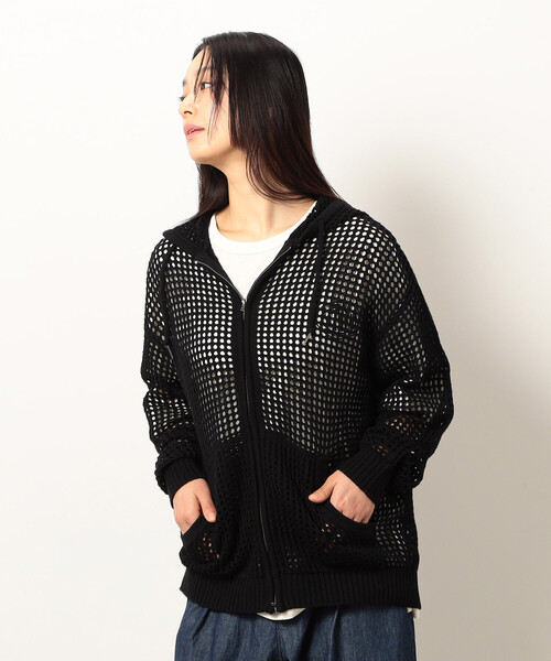 Purple&Yellow(パープルアンドイエロー)の「メッシュニットジップパーカ(パーカー・メンズ・ブラック/キナリ・SMALL/LARGE/MEDIUM)」の9枚目の写真