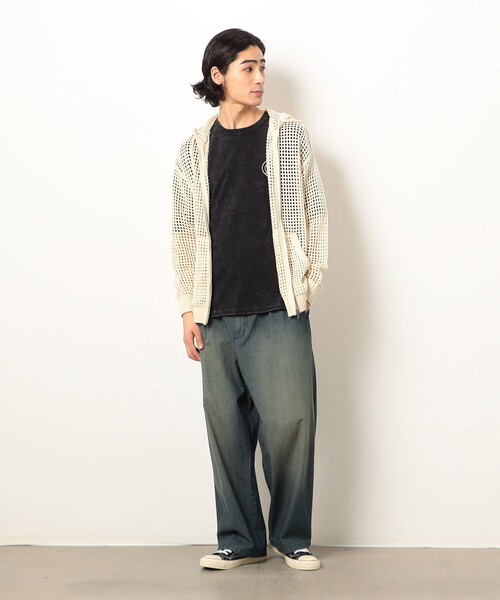 Purple&Yellow(パープルアンドイエロー)の「メッシュニットジップパーカ(パーカー・メンズ・ブラック/キナリ・SMALL/LARGE/MEDIUM)」の10枚目の写真