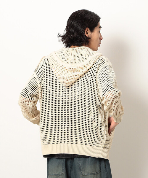Purple&Yellow(パープルアンドイエロー)の「メッシュニットジップパーカ(パーカー・メンズ・ブラック/キナリ・SMALL/LARGE/MEDIUM)」の12枚目の写真