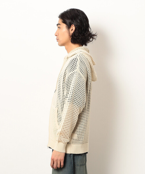 Purple&Yellow(パープルアンドイエロー)の「メッシュニットジップパーカ(パーカー・メンズ・ブラック/キナリ・SMALL/LARGE/MEDIUM)」の19枚目の写真