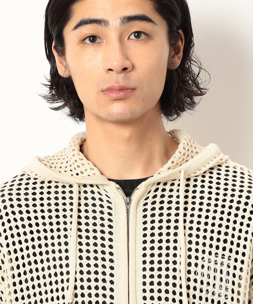 Purple&Yellow(パープルアンドイエロー)の「メッシュニットジップパーカ(パーカー・メンズ・ブラック/キナリ・SMALL/LARGE/MEDIUM)」の21枚目の写真