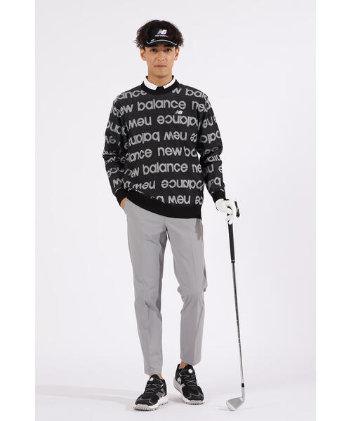 ニューバランス ゴルフ クルーネック ニット セーター ボーダー 柄 6 セール】【new balance golf】ロゴボーダー クルーネック ニット