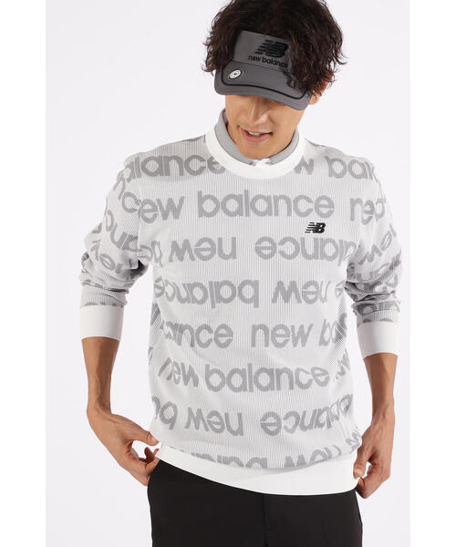 ニューバランス　メンズゴルフ ネックニット (ストレッチ性・ロゴボーダー柄/) セール】【new balance golf】ロゴボーダー クルーネック ニット