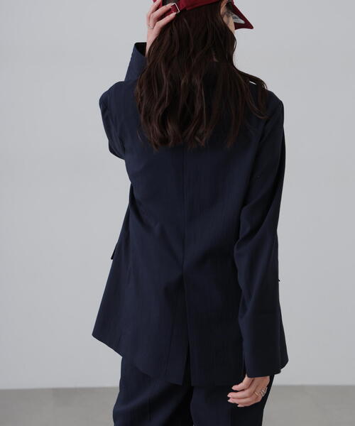 FREE'S MART(フリーズマート)の「◆麻調合繊ダブルブレストジャケット(テーラードジャケット・レディース・ブラウン/ホワイト/ネイビー/グレー系その他・MEDIUM/SMALL)」の5枚目の写真