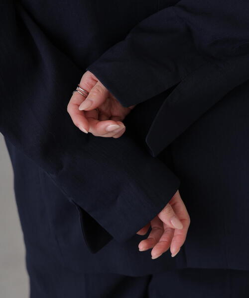 FREE'S MART(フリーズマート)の「◆麻調合繊ダブルブレストジャケット(テーラードジャケット・レディース・ブラウン/ホワイト/ネイビー/グレー系その他・MEDIUM/SMALL)」の7枚目の写真