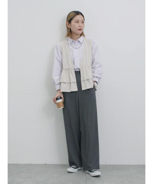 Samansa Mos2 blue（サマンサモスモスブルー）の「ペプラムベスト(セットアップ可)（ベスト・レディース・ベージュ/チャコールグレー/カーキ/ライトベージュ・F）」の18枚目の写真