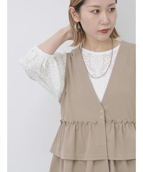 Samansa Mos2 blue（サマンサモスモスブルー）の「ペプラムベスト(セットアップ可)（ベスト・レディース・ベージュ/チャコールグレー/カーキ/ライトベージュ・F）」の22枚目の写真