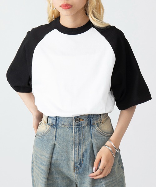 United Athle(ユナイテッドアスレ)の「【United Athle】5.6オンス ラグランTシャツ ビッグシルエット 半袖 5041(Tシャツ/カットソー・レディース・ライトグレー系3/ライトグレー系1/ホワイト×ブラック/アイボリー系2/ホワイト×パープル/アイボリー系1/ライトグレー系2・S)」の2枚目の写真