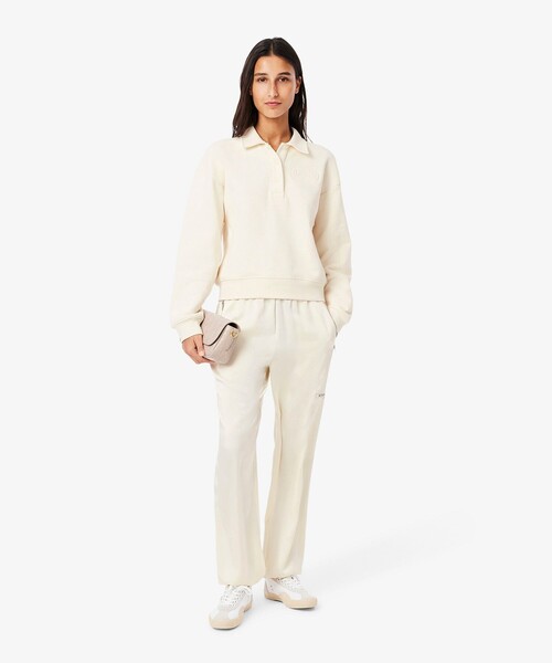 LACOSTE（ラコステ）の「シルキーフェイストラックパンツ（スウェットパンツ・レディース・オフホワイト・36/34/38）」の2枚目の写真