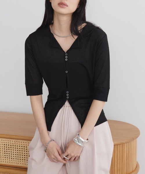 アンドマリー トップス フロントホール釦シアーカットソー/トップス（Tシャツ