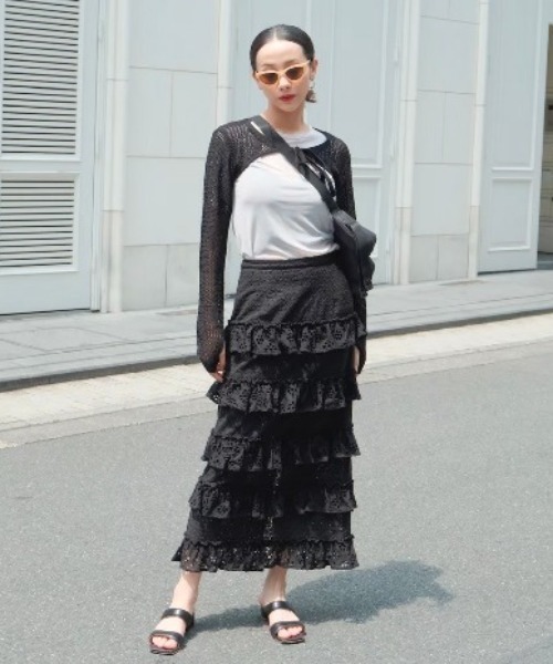 HONEY MI HONEY(ハニーミーハニー)の「logo jacquard ribbon bolero(カーディガン/ボレロ・レディース・ベージュ/ピンク/サックスブルー/ブラック・FREE)」の15枚目の写真