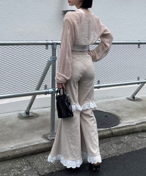 HONEY MI HONEY(ハニーミーハニー)の「logo jacquard ribbon bolero(カーディガン/ボレロ・レディース・ベージュ/ピンク/サックスブルー/ブラック・FREE)」の13枚目の写真