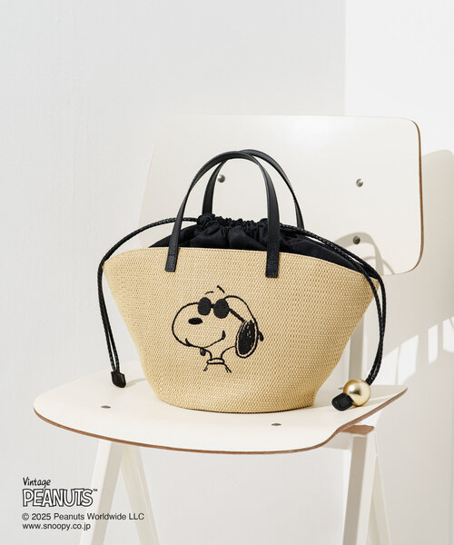 russet(ラシット)の「【再値下げ】《PEANUTS×russetコラボ》カゴトートバッグ小(トートバッグ・レディース・アイボリー/ブラック・FREE)」の4枚目の写真