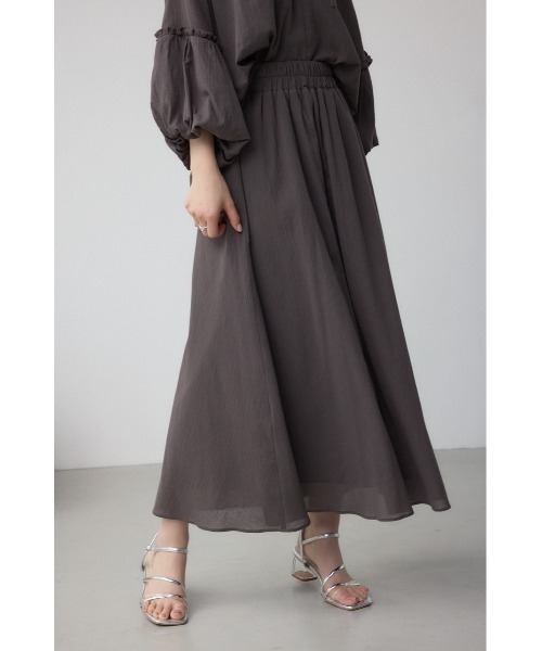 AZUL by moussy(アズールバイマウジー)の「コットンボイルフレアスカート 春服 秋服 夏服 無地 ロングスカート ウエストゴム(スカート・レディース・チャコールグレー/アイボリー/ピンク・FREE)」の3枚目の写真