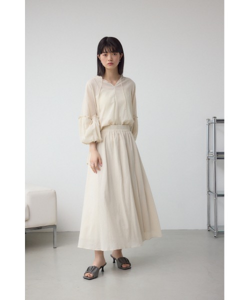 AZUL by moussy(アズールバイマウジー)の「コットンボイルフレアスカート 春服 秋服 夏服 無地 ロングスカート ウエストゴム(スカート・レディース・チャコールグレー/アイボリー/ピンク・FREE)」の5枚目の写真