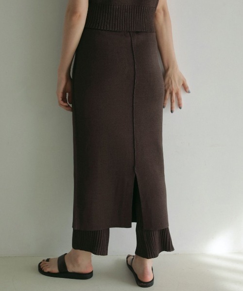 anuke（アンヌーク）の「anuke Mixknit Skirt Pants 62510712（その他パンツ・レディース・オフホワイト/ネイビー/ブラウン・36/38）」の3枚目の写真