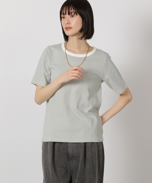 LAKOLE（ラコレ）の「テレコベーシックT / 291793（Tシャツ/カットソー・レディース・その他1/その他2/ブラック/オフホワイト・FREE）」の3枚目の写真