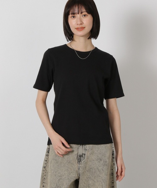 LAKOLE（ラコレ）の「テレコベーシックT / 291793（Tシャツ/カットソー・レディース・その他1/その他2/ブラック/オフホワイト・FREE）」の2枚目の写真