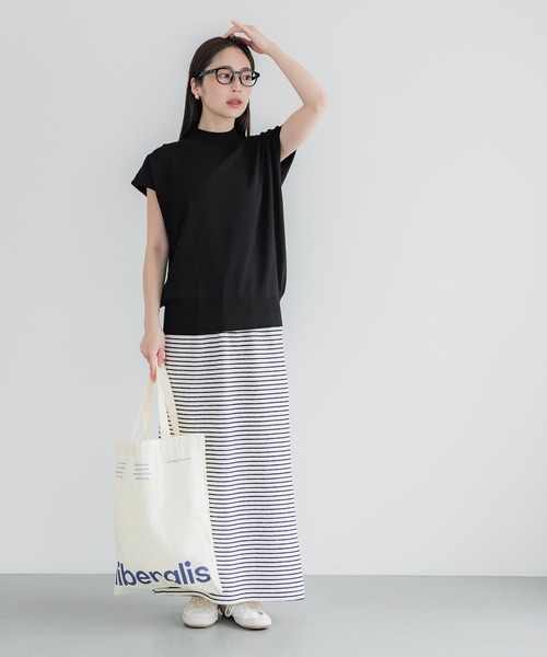 coca(coca)(コカ)の「【WEB限定セール】シャリ感レーヨンハイネックフレンチスリーブニット(ニット/セーター・レディース・イエロー/その他1/ブラック/アイボリー・S/M/L)」の9枚目の写真