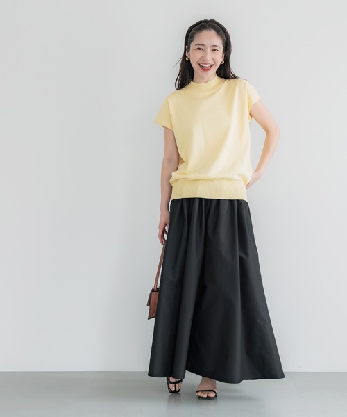 coca(coca)(コカ)の「【WEB限定セール】シャリ感レーヨンハイネックフレンチスリーブニット(ニット/セーター・レディース・イエロー/その他1/ブラック/アイボリー・S/M/L)」の13枚目の写真