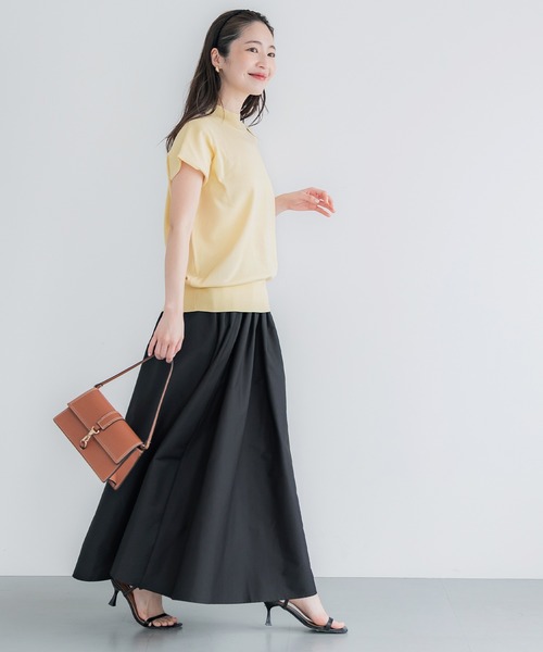 coca(coca)(コカ)の「【WEB限定セール】シャリ感レーヨンハイネックフレンチスリーブニット(ニット/セーター・レディース・イエロー/その他1/ブラック/アイボリー・S/M/L)」の14枚目の写真