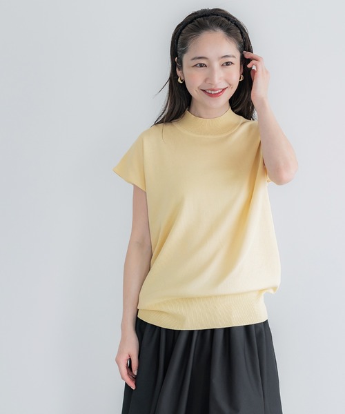coca(coca)(コカ)の「【WEB限定セール】シャリ感レーヨンハイネックフレンチスリーブニット(ニット/セーター・レディース・イエロー/その他1/ブラック/アイボリー・S/M/L)」の15枚目の写真