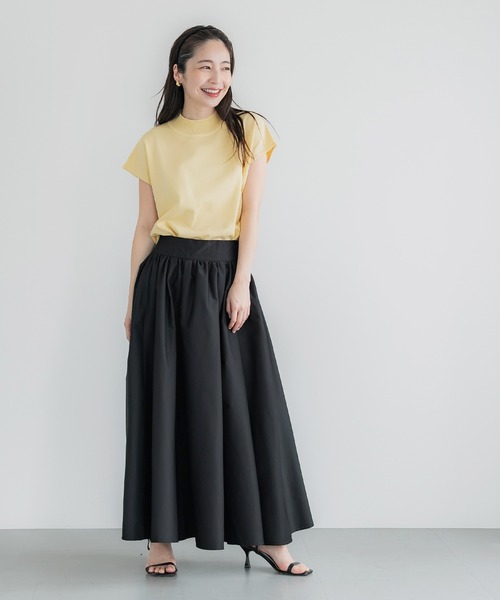 coca(coca)(コカ)の「【WEB限定セール】シャリ感レーヨンハイネックフレンチスリーブニット(ニット/セーター・レディース・イエロー/その他1/ブラック/アイボリー・S/M/L)」の16枚目の写真