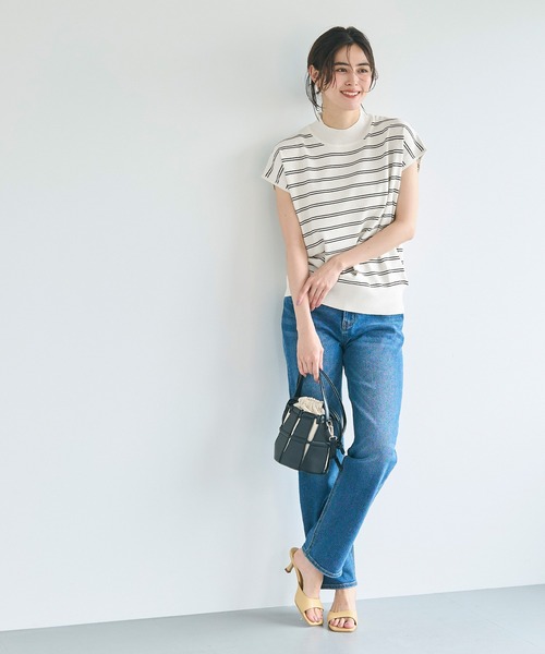 coca(coca)(コカ)の「【WEB限定セール】シャリ感レーヨンハイネックフレンチスリーブニット(ニット/セーター・レディース・イエロー/その他1/ブラック/アイボリー・S/M/L)」の17枚目の写真