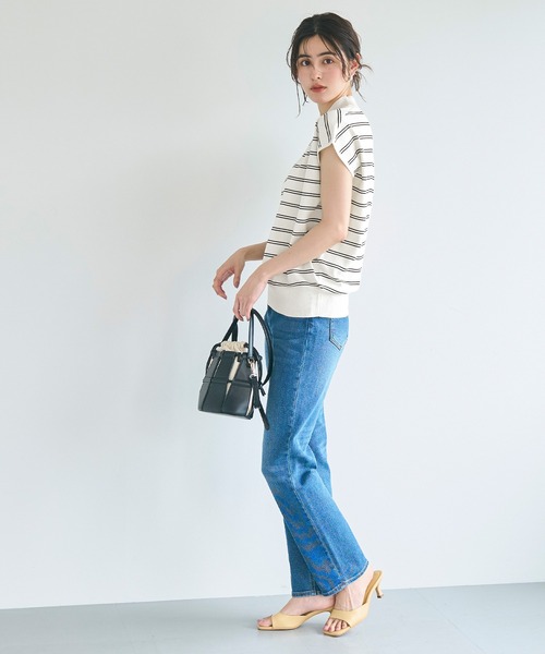 coca(coca)(コカ)の「【WEB限定セール】シャリ感レーヨンハイネックフレンチスリーブニット(ニット/セーター・レディース・イエロー/その他1/ブラック/アイボリー・S/M/L)」の19枚目の写真
