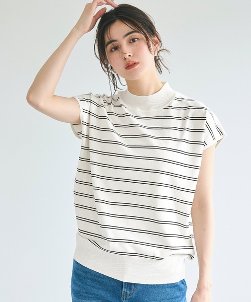 coca(coca)(コカ)の「【WEB限定セール】シャリ感レーヨンハイネックフレンチスリーブニット(ニット/セーター・レディース・イエロー/その他1/ブラック/アイボリー・S/M/L)」の20枚目の写真