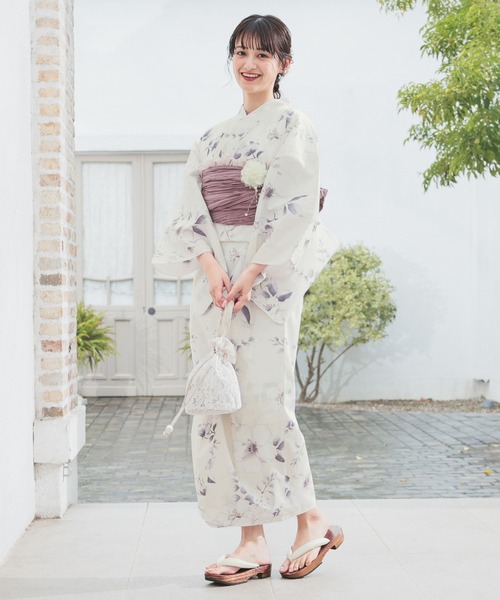 Honeys(ハニーズ)の「浴衣(浴衣・レディース・サックスブルー系/ホワイト系その他/モカ/ベージュ系その他/パープル系その他・F)」の7枚目の写真