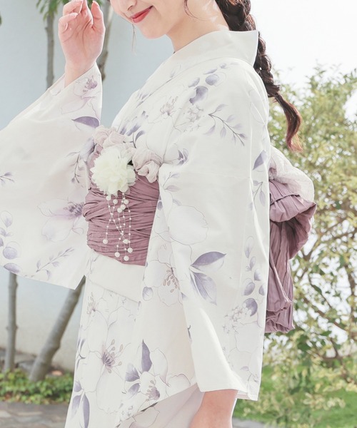 Honeys(ハニーズ)の「浴衣(浴衣・レディース・サックスブルー系/ホワイト系その他/モカ/ベージュ系その他/パープル系その他・F)」の9枚目の写真