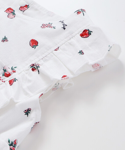 SLAP SLIP（スラップスリップ）の「【お揃い】デニムチェックイチゴ×お花プリントスモッキングワンピース(80~130cm)（ワンピース・キッズ・ブルー系その他/ホワイト系その他・100cm/120cm/130cm/80ｃｍ/90cm/110cm）」の12枚目の写真