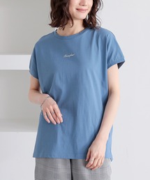【吸湿冷感】フレンチスリーブ刺繍カットソー