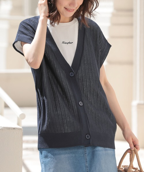 n'OrLABEL(ノアールレーベル)の「【吸湿冷感】フレンチスリーブ刺繍カットソー(Tシャツ/カットソー・レディース・ブラック/オフホワイト/ブルー・1/2)」の13枚目の写真