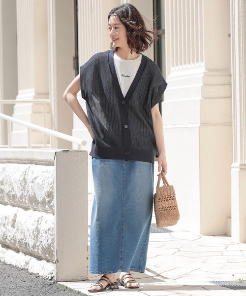 n'OrLABEL(ノアールレーベル)の「【吸湿冷感】フレンチスリーブ刺繍カットソー(Tシャツ/カットソー・レディース・ブラック/オフホワイト/ブルー・1/2)」の14枚目の写真