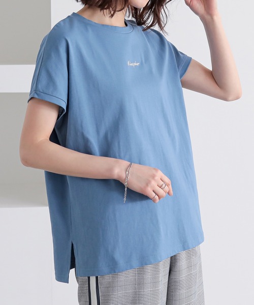 n'OrLABEL(ノアールレーベル)の「【吸湿冷感】フレンチスリーブ刺繍カットソー(Tシャツ/カットソー・レディース・ブラック/オフホワイト/ブルー・1/2)」の20枚目の写真